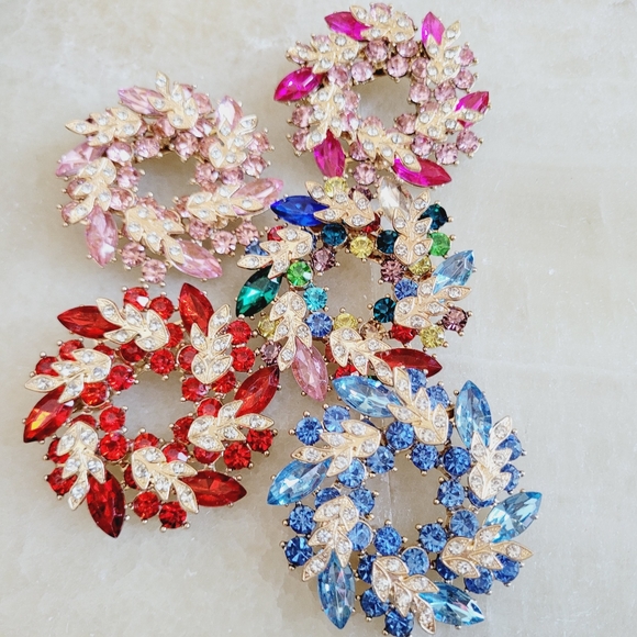 3-D Rhinestone Wreaths Set of 5 Multi Color  NWT - Picture 5 of 7